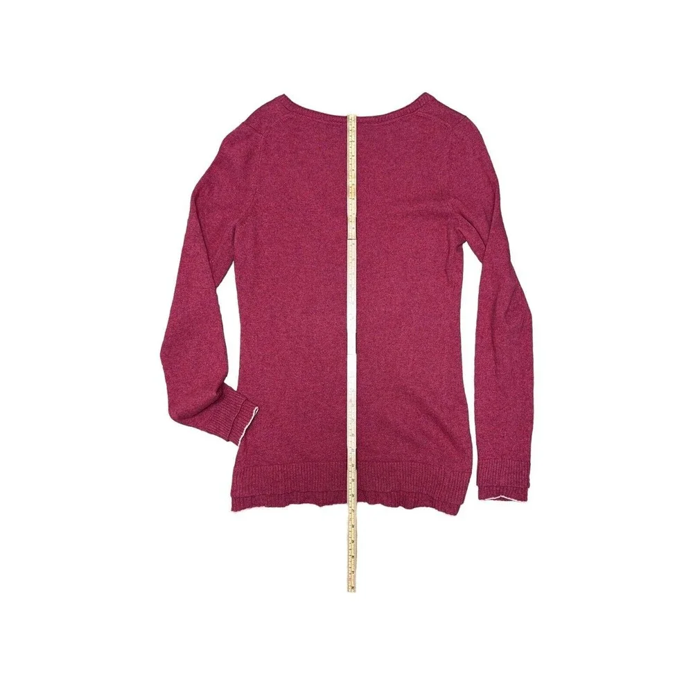 Banana Republic Women V-Neck Double Trim Sweater Sz L Pink‎ Cashmere/Wool Blend